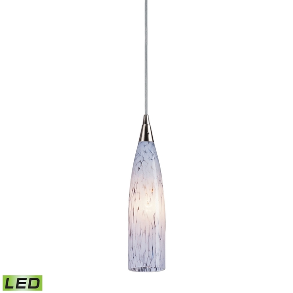 Elk Lighting Lungo 1-Lght Mini Pndnt SatNickel w/Snow Wht Glass - Incl LED Bulb 501-1SW-LED